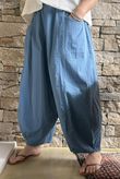 Inga Stretch Poplin Cotton Barrel Pant Denim
